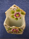 Antique Nippon Porcelain Ceramic Wall Match Holder W Striker Hand Painted Floral