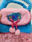 Ganz Webkinz Pet Carrier Plush Blue Pink Corduroy Purse Pre-owned