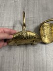 Vintage Brass Copper Miniature Fireplace Match Kindling Holder Trinket Tray Set
