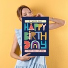  Large Birthday Card - 11x16 Giant Bday Party Guest Book   Photo Props - Blue