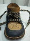 Vintage Blue And Tan Leather Toddler Lace Up Shoes Usa Made