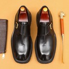 Men s Business Shoes Genuine Leather Shoes British Retro Buckle Dress New Shoes