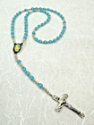 Sterling Silver Rosary Ornate Crucifix Glass Blue Faceted   Sterling Beads 17 
