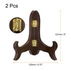 2pcs 5  Easel Plate Holder Wooden Folding Display Stand Brown For Picture Frame