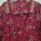 Alaskan Native Kuspuk  Inuit Hand-made Sewn red black  1 4 Zip  Ribbon Size Pl