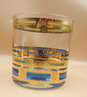 7 Culver Empress 22 Kt Gold Green Old Fashion Whiskey Rocks Shot Glasses 1960 s