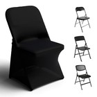 Black Spandex Chair Covers For Wedding Party - Stretch 12 Pcs Black-a