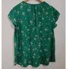 Carolina Belle Montreal Green Floral Pintuck V-neck Flutter Sleeve Blouse 1x