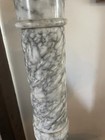 Pair Of Antique Victorian White  Cream   Grey Marble Sculpture Twist Pedestals