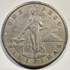 1905-s Us Philippines Silver Peso Scarce Key Date Curved Serif Old Cleaning  2