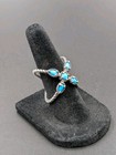 Carolyn Pollack Sterling Silver Sw Turquoise Criss Cross  x  Rope 925 Ring Sz 6