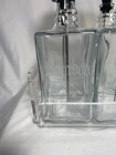 Set 4 Etched Vintage Glass Liquor Pump Decanters Lucite Spins Barware Cocktail