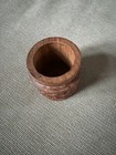 Vintage   Antique Hand Carved Floral Wooden Box Jar  pen Holder Marked India 3 h