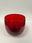 Small Red Glass Cup Round 3 25  Tall 3 25  Diameter