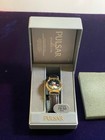 Disney Mickey Mouse Watch Pulsar   Vintage   Black Dial   Gold  Date New In Box