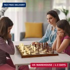 Chess Set Board Games For Adults  Handmade Walnut Wooden 15  2 Extra Queens Fold