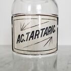 Antique Apothecary Pharmacy Glass Bottle Jar Ac  Tararic C l g  Co  8  Tall