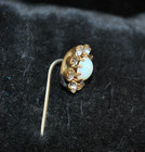Antique Opal   Glass Halo Brass Stick   Tie Pin