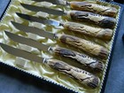 Vintage    kla-tra-so    Solingen Carving Set And Table Knives  1950s Stag Handles