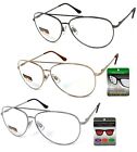 Metal Pilot Multi Focus   Reading Glasses 3 Powers In 1 Reader Spring Temples
