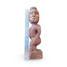 Vintage Maori Hand Carved Wooden Tiki Statue Paua Abalone Shell Eyes New Zealand