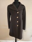 Michael Kors Women   s Black Nylon Button Belted Overcoat Collared Pockets 10p
