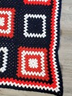 Afghan Throw Blanket 67  X 47  Handmade Black Red And White Granny Vintage