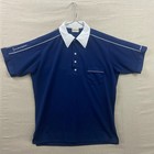 King Louie Bowling Shirt Mens Medium Blue Vintage Embroidered Joe Flemming Usa
