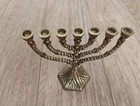 Vintage Wainberg Israel Brass 7 Branch Menorah Jewish Judaica Candle Holder