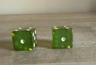 Vintage Mid Century Apple Green Bakelite-translucent Dice Set Of 2