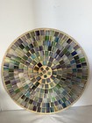 Stained Glass Mosaic Art Glass Tile Plate Purple Blue Green Contemporary Vtg Euc