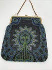 Antique Micro Beaded Purse Brass Frame Made In Germany