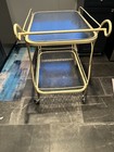 Vintage 1980s Iron   Glass Two-tier Bar   Serving Cart Floral Metal Tea Cart