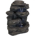 Polystone Rock Falls Waterfall Fountain With Led Lights - 24 In By Sunnydaze