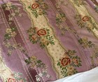 Antique 19th C  French Floral Garland Silk Brocade Fabric   Lavender Green Peach