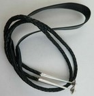 Comfort Black Leather Flat Neck 6 Ply Bolo Tie Cord   Large Sterling Silver Tips