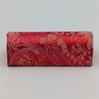 Vintage Red Silk Brocade Lipstick Case Holder With Mirror Paisley Floral Pattern