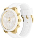 Movado Bold 3600893 Fusion Two Tone Gold White Chronograph Silicone Mens Watch