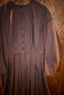 Civil War Victorian Cotton Day Dress Handmade Brown Wrust Print - Xxl