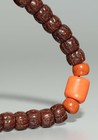 Tibet 18th Century Antique Red Coral Rudraksha Mala Prayer Bead Bracelet Amulet
