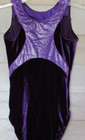 Gk Elite Leotard Purple Velour Lavender Foil Metallic Gem Gymnastics Cl Childs L