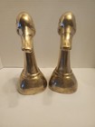 Vintage Pair Of  9  Brass Duck Goose Head Bookends Mcm Solid Heavy
