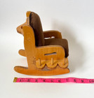 Vintage Wooden Rocking Chair Pin Cushion Sewing Spool Thread Holder Scissors