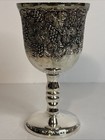 Heavy Vintage Etched Silver Plated Wine Cup   Goblet For Kiddush Judaica Jewish