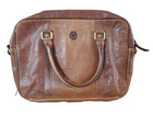 Aaron Brown Distressed Leather Canvas Shoulder Laptop Bag W top Handle 15  Nwt