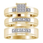 0 30 Ct Round Cut Lab Grown Diamond Wedding Trio Ring Sets 10k Yellow Gold