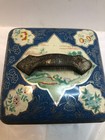 Vintage Tea Caddy Tin Canister Square Floral Japanese Geisha Asian Box Can