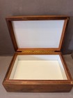 Vintage Wood Humidor Cigar Box Milk Glass Lined Inlay W  Monogram