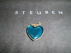 Steuben Glass Aqua Marine Colored Heart Pendant Or Charm - Good Condition