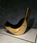Vintage 1988 Jaru Large Sculptural Bowl Centerpiece Vase Black Gold 16 